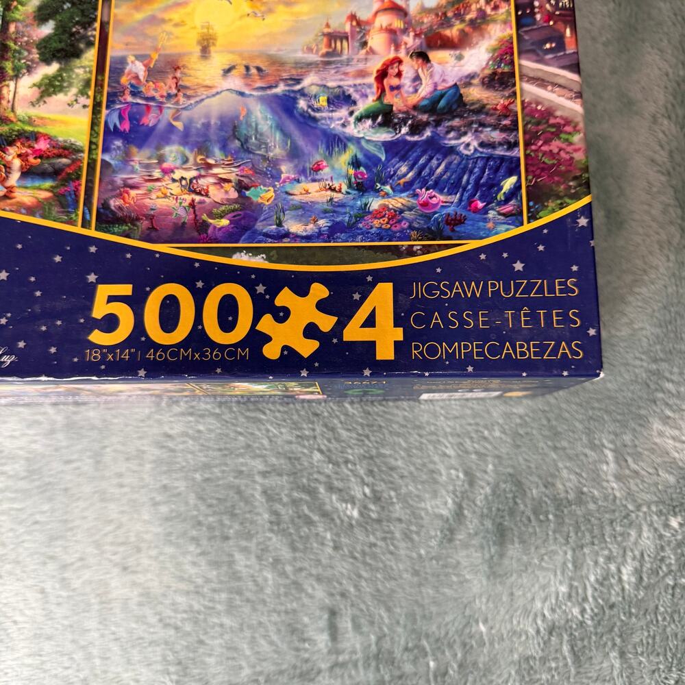 New Opened Box Thomas Kinkade Disney 4 in 1 Puzzle Set